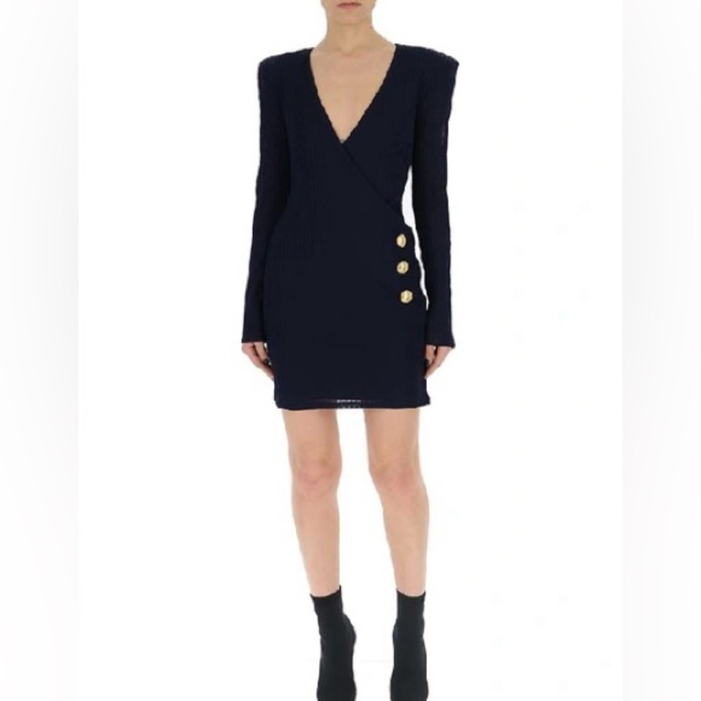 Balmain V-Neck Mini Dress